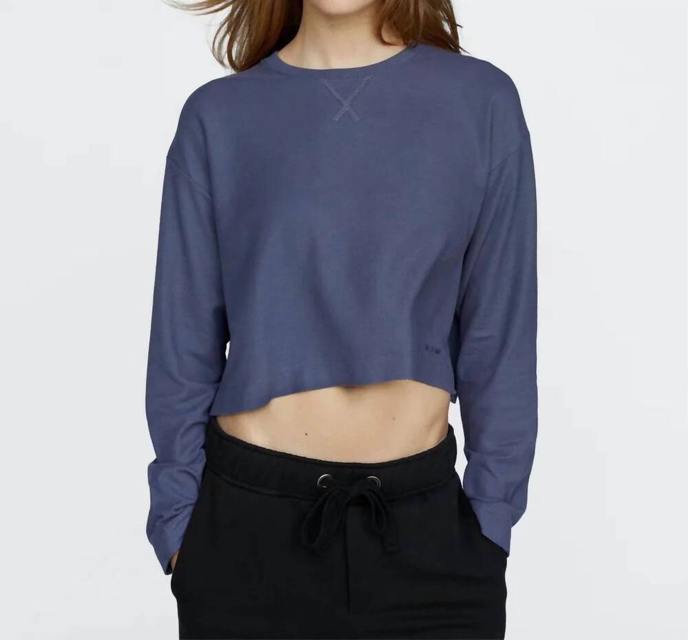 NEW ATM pique cropped boxy tee in dusk blue